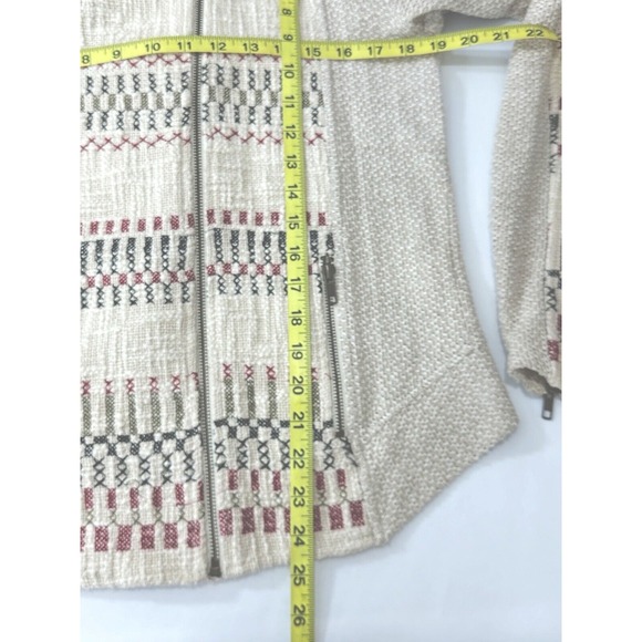 Lucky Brand Womens Size Large Cream Woven Zip Up Jacquard Southwest Moto Jacket - Picture 4 of 7